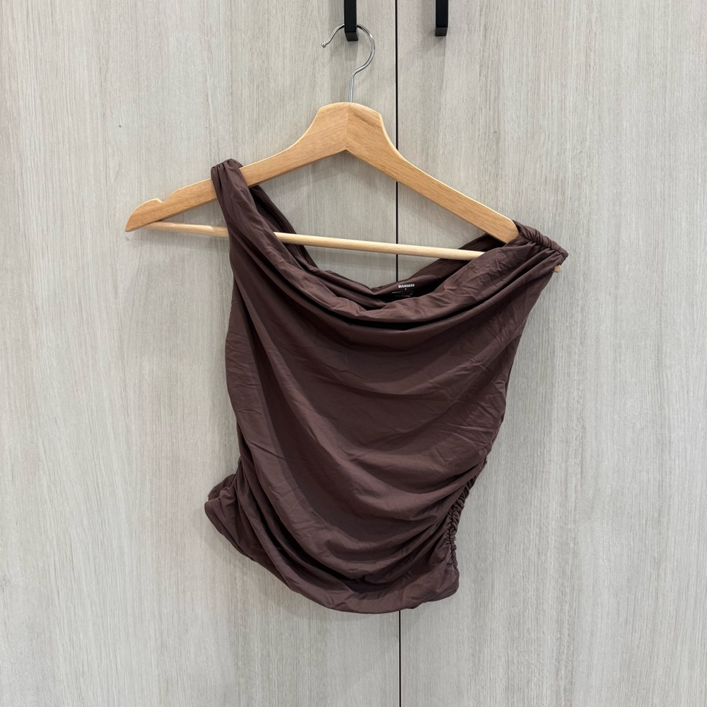 Off shoulder Brown Women's Top with Ruching